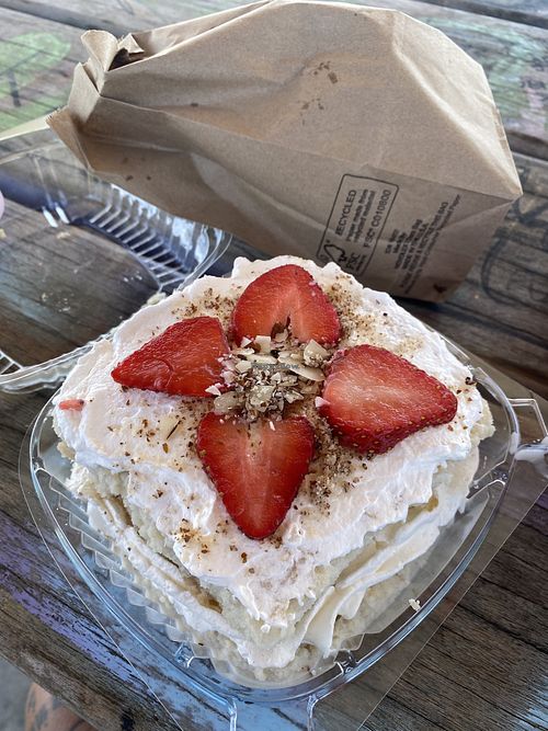 Close-up of Vegan Tres Leche Cake 🍰🤤  at Consciously Sweet with Love in San Jose
