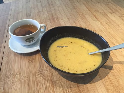 soup of the day was tasty , but salads were not fresh at Botaniq in Copenhagen