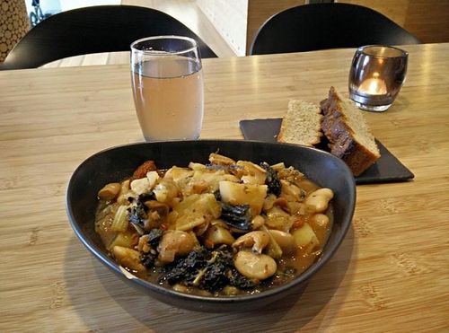 'Hot Pot' presented in a chipped bowl. at Botaniq in Copenhagen