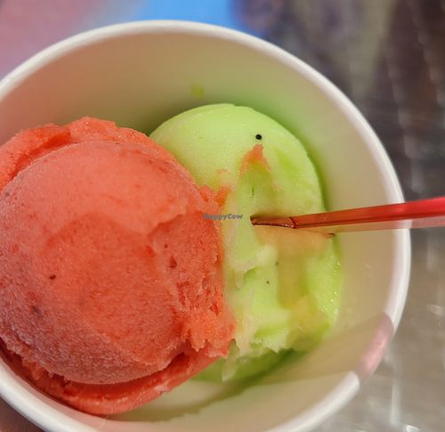 Strawberry and kiwi sorbet at Ice and Spice  in Swakopmund