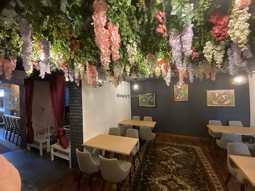 Inside seating  at 3Hugs Vegan Brunch Bar in Zagreb