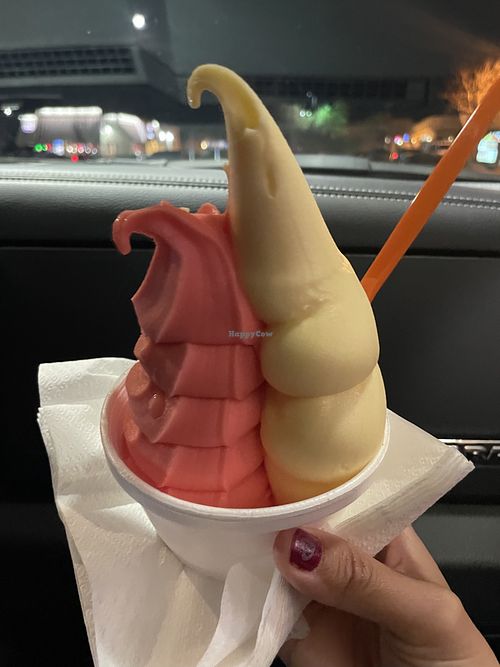 Watermelon Sorbet and Pineapple Dole Whip Vegan FroYo  at Yogurt Mill in Modesto
