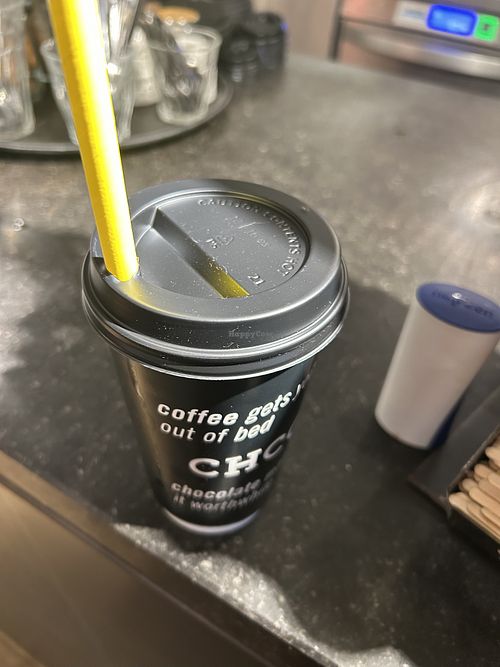 The Cold Choc vegan, extra shot of espresso 5,95€  at Chocolate Company Cafe in Amsterdam