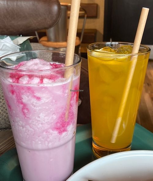 Strawberry (jordgubb) vanilla frapino vegansk  at Espresso House in Angelholm