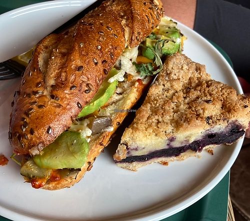 Avocado sandwich and blueberry pie  at Espresso House in Angelholm