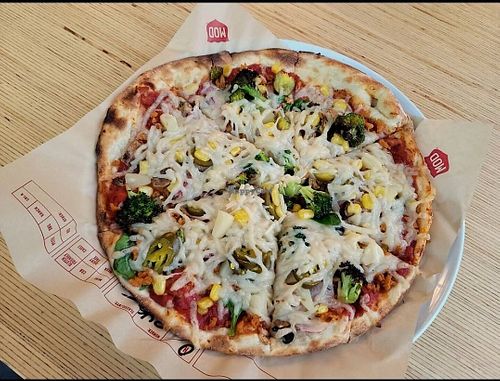 MOD Pizza build-your-own counter service 11 inch pizza with Beyond Sausage and Daiya Cheese - about $15 at Mod Pizza in Langford