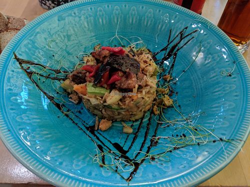 rice stack with roasted vegetables at Sunmoon - Alabin in Sofia