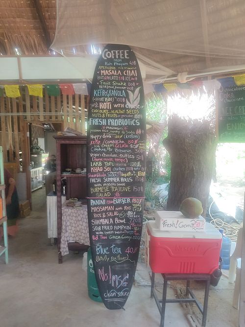 The menu at Shambhala in Koh Phayam