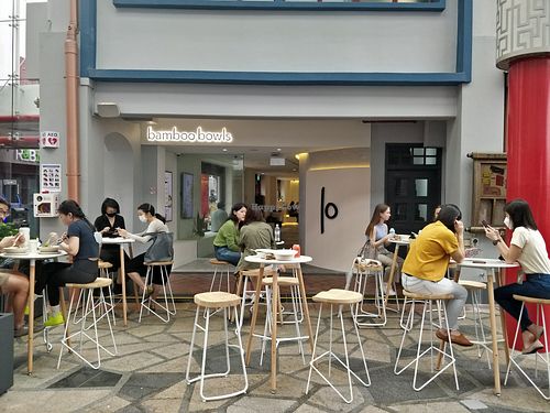 Café front view at Bamboo Bowls in Central Singapore