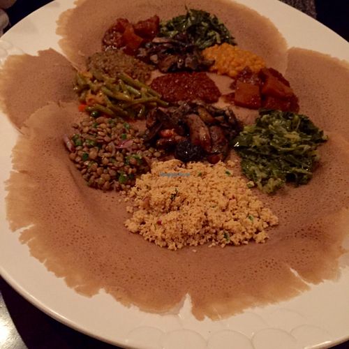vegan sampler  at Mesob Ethiopian in Montclair