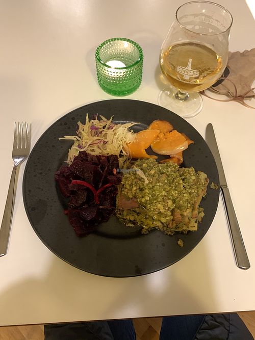 Spinach lasagna smothered in pesto.   So good!  at Glo - Engjateigur in Reykjavik