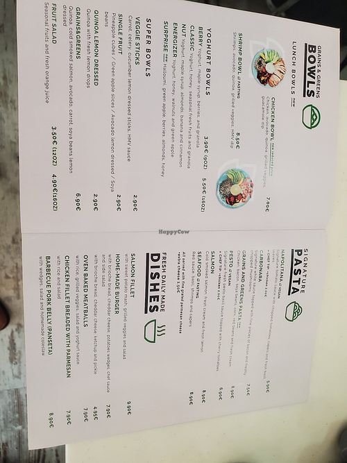 Menu at Grains & Greens No.1 in Nicosia