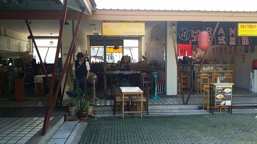 outside restaurant at Beetroot Stories Cafe in Chiang Mai