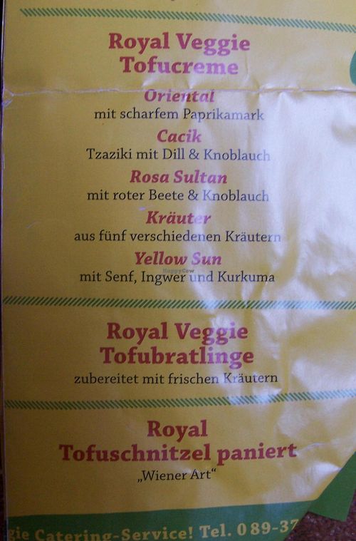 Partial 2014 menu at Royal Kebabhaus in Munich