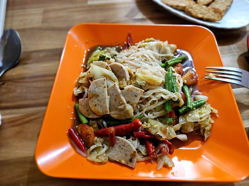 Spicy noodle salad at Reunion Cafe in Vientiane