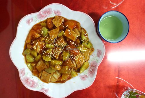 Sweet and sour 'chicken' at Reunion Cafe in Vientiane