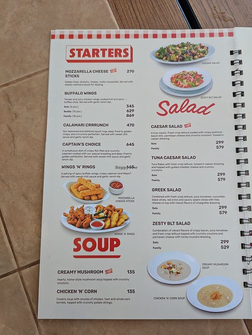 Menu at Shakey's in General Santos