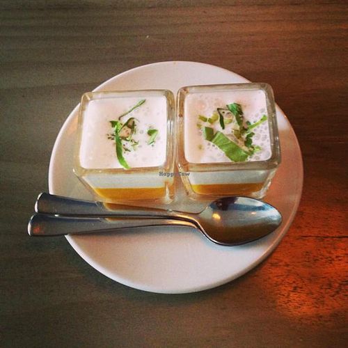 veggie pannacotta appetizer with coconut cream at Kopps in Berlin