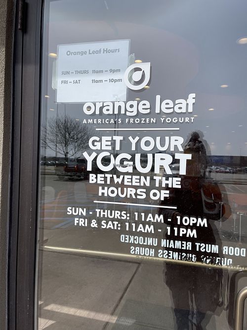 Hours   at Orange Leaf Frozen Yogurt in Mason City