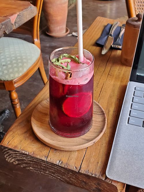 Hibiscus tea (decent) at Mandala Society in Marrakech