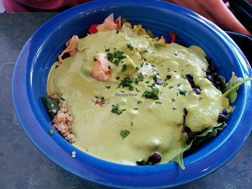 Grateful Bowl fortified with sauteed vegetables at cafegSC in Santa Cruz