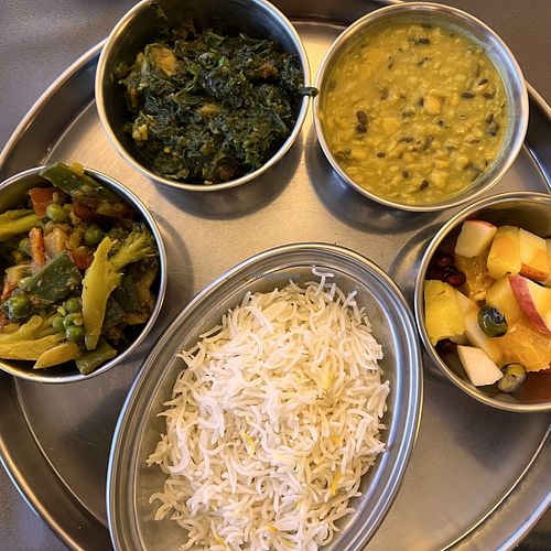 Daal Bhaat Tarkari (veganised)  at Le Grand Pacha de l'Himalaya in Le Coudray-montceaux