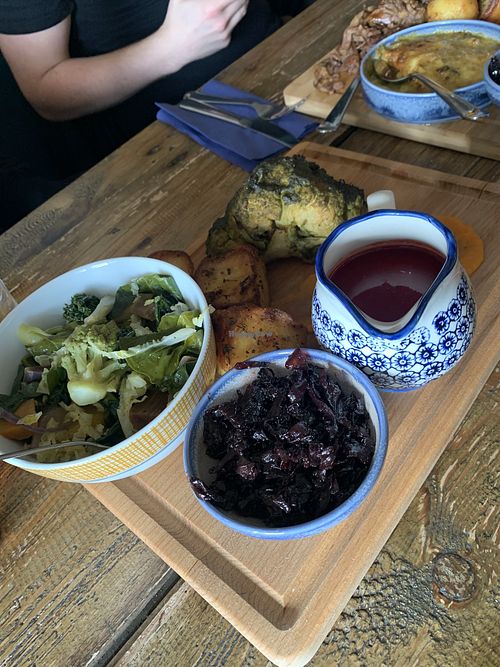 Vegan roast cauliflower for Sunday lunch   at Old Ferry Inn in Fowey