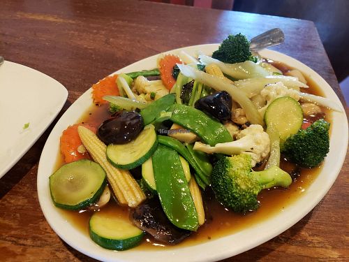 veggie stir fry. it's ok. pretty bland. veggies quite fresh though at Blossom Vegetarian in Renton