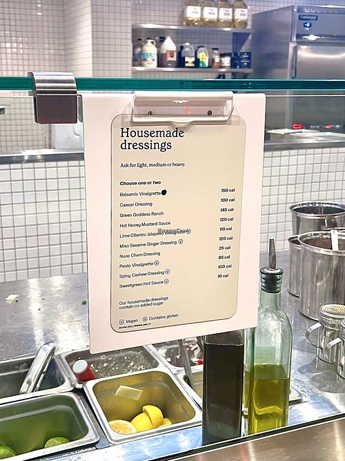 Dressing list   at Sweetgreen - McKinney in Dallas