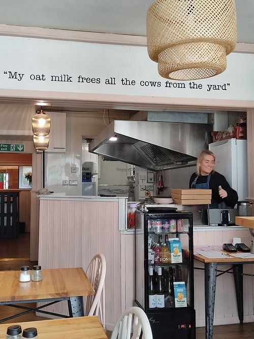 The kitchen area (and Tam) at Tam's Kitchen in Paignton