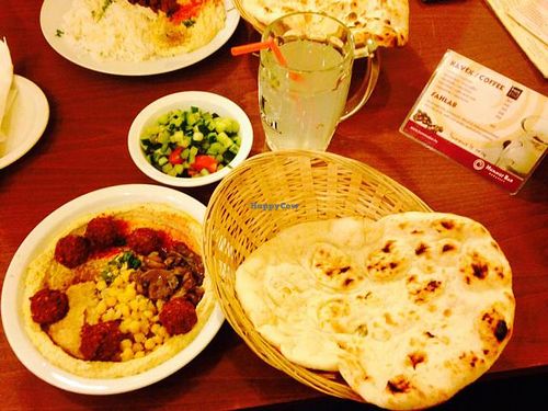 Hummus plate with falafel, laffa and Arab salad at Hummus Bar - Oktober in Budapest