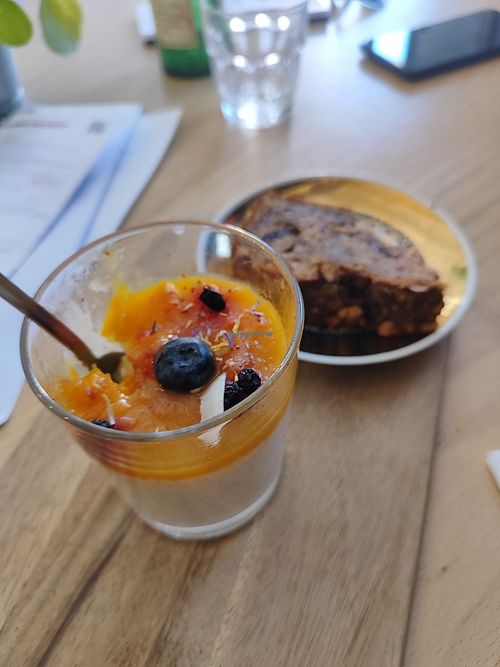 Tapioca dessert and banana bread at Café na cucky in Olomouc