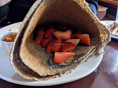 Strawberry maple buckwheat crepe at Le Casse-Crêpe Breton in Quebec