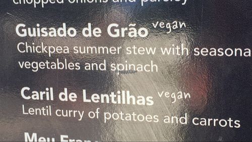 vegan options  at Meu Limao in Lagos