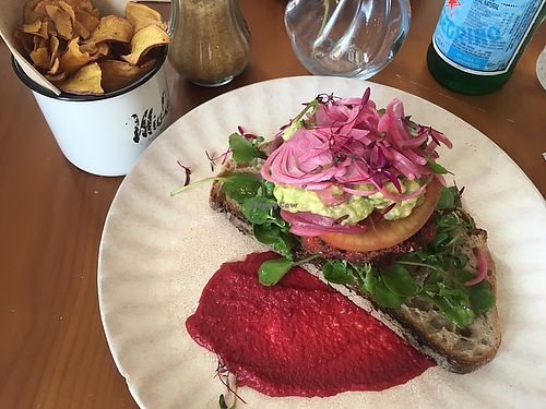 Beetroot burger made vegan  at Miolo in Lisbon