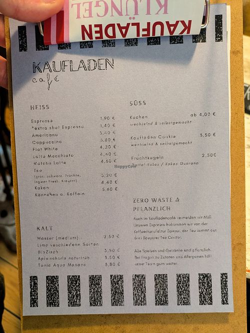 Menu page at Kaufladen Speyer Unverpackt Café at Kaufladen Speyer Unverpackt in Speyer