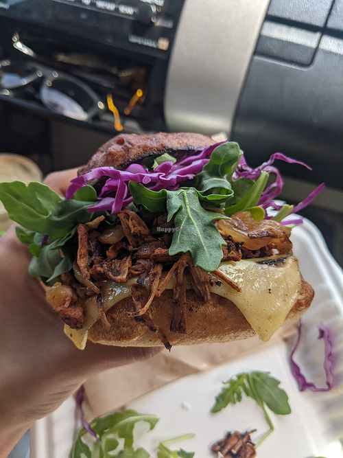 BBQ Pulled porc sandwich w/ GF bun 😋 at La Jenelle Natural Cafe in Oxnard