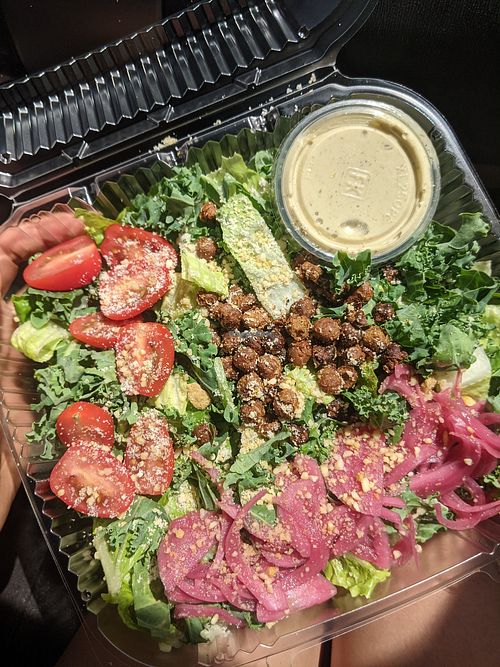 Santa Cruz Caesar Salad - not kidding you, one of the best salads I've ever had! at La Jenelle Natural Cafe in Oxnard