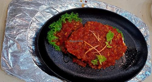 Hotplate (mock) fish 铁板烧余
Photo by Zheng Shi Hui. Thx! at Keat Lim Vegetarian 吉林素食 - Ang Mo Kio in Northeast Singapore