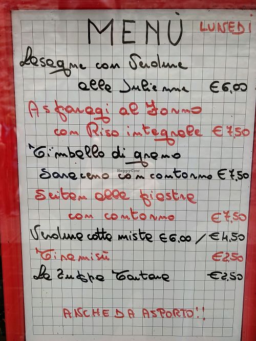 lunch menu at La Fonte della Vita in Como
