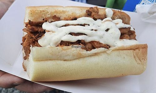 “Chicken/Buffalo” Soy Curls Cheesesteak  at Sammies in Bellingham