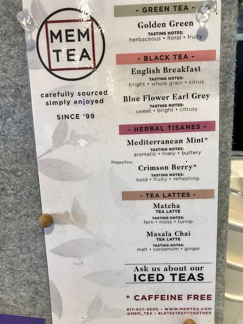 tea menu  at Brew Birds in Aldie