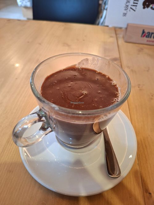 Hot chocolate with oat milk at Confectionery Zima in Radovljica