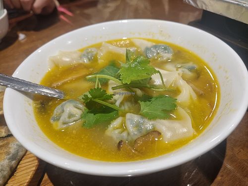 Mustard Dumplings Soup at Fu Hui Ci Yuan Vegetarian Restaurant in Beijing