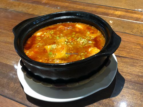 Tofu with veggie meat at Fu Hui Ci Yuan Vegetarian Restaurant in Beijing