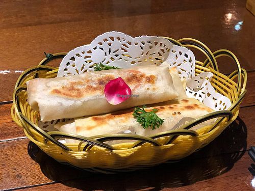 Spring rolls at Fu Hui Ci Yuan Vegetarian Restaurant in Beijing