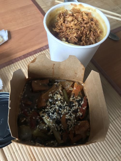 Fried tofu with rice and lentil soup with fried onion   at Soup Room - Karl Marx in Irkutsk