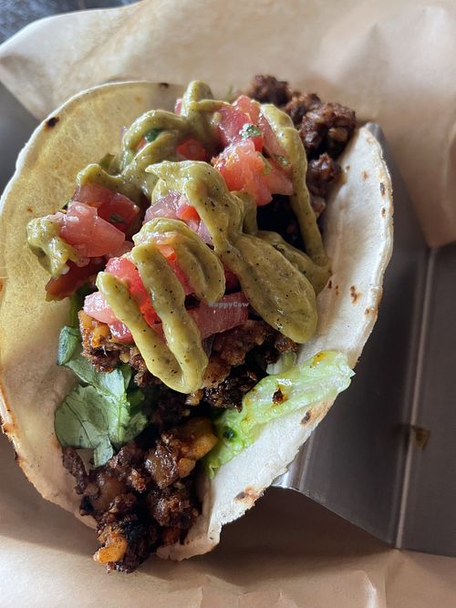 Gun toting vegan taco   at Double Barrel Taco Company in Montrose