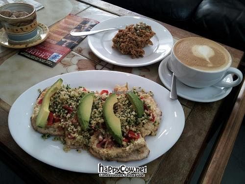 Vegan version of the mediterranean flat bread. at Chapel Arts Cafe in Bath