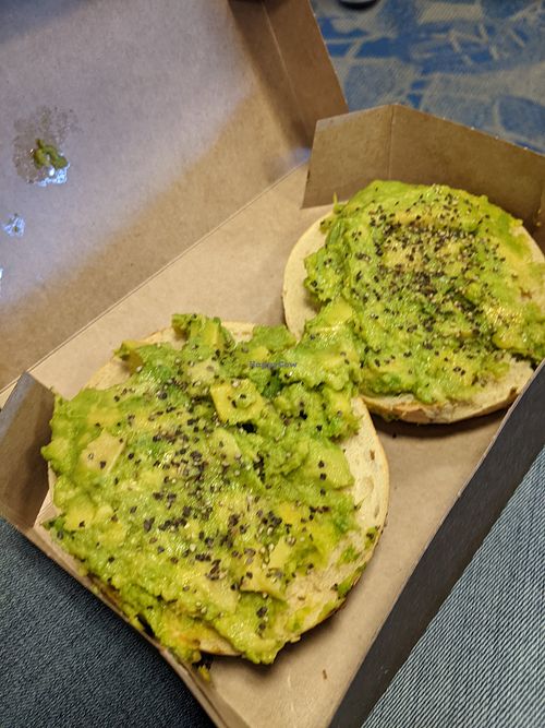 Avocado toasted everything bagel at CLT - Einstein Bros Bagels - Gate E3 in Charlotte